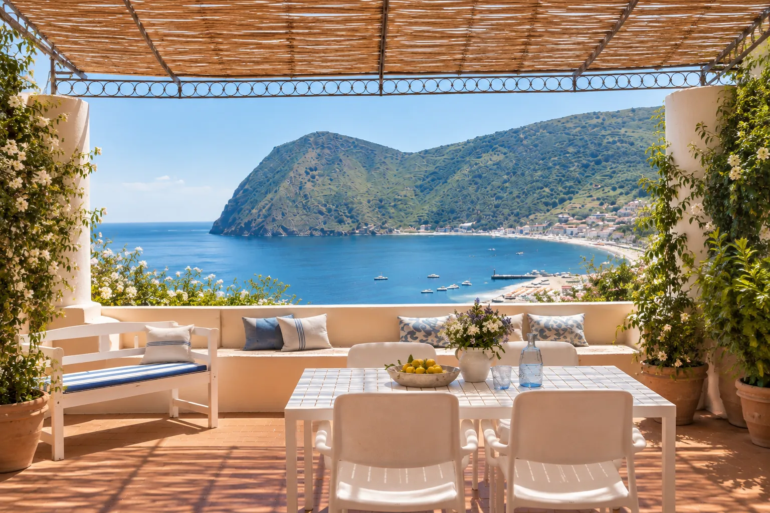 La terrazza panoramica con vista sulla baia