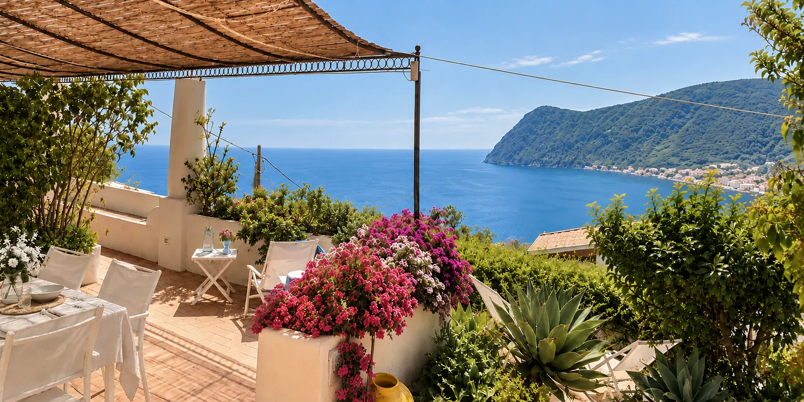 Vista sulla baia di Canneto dall’appartamento Bougainville